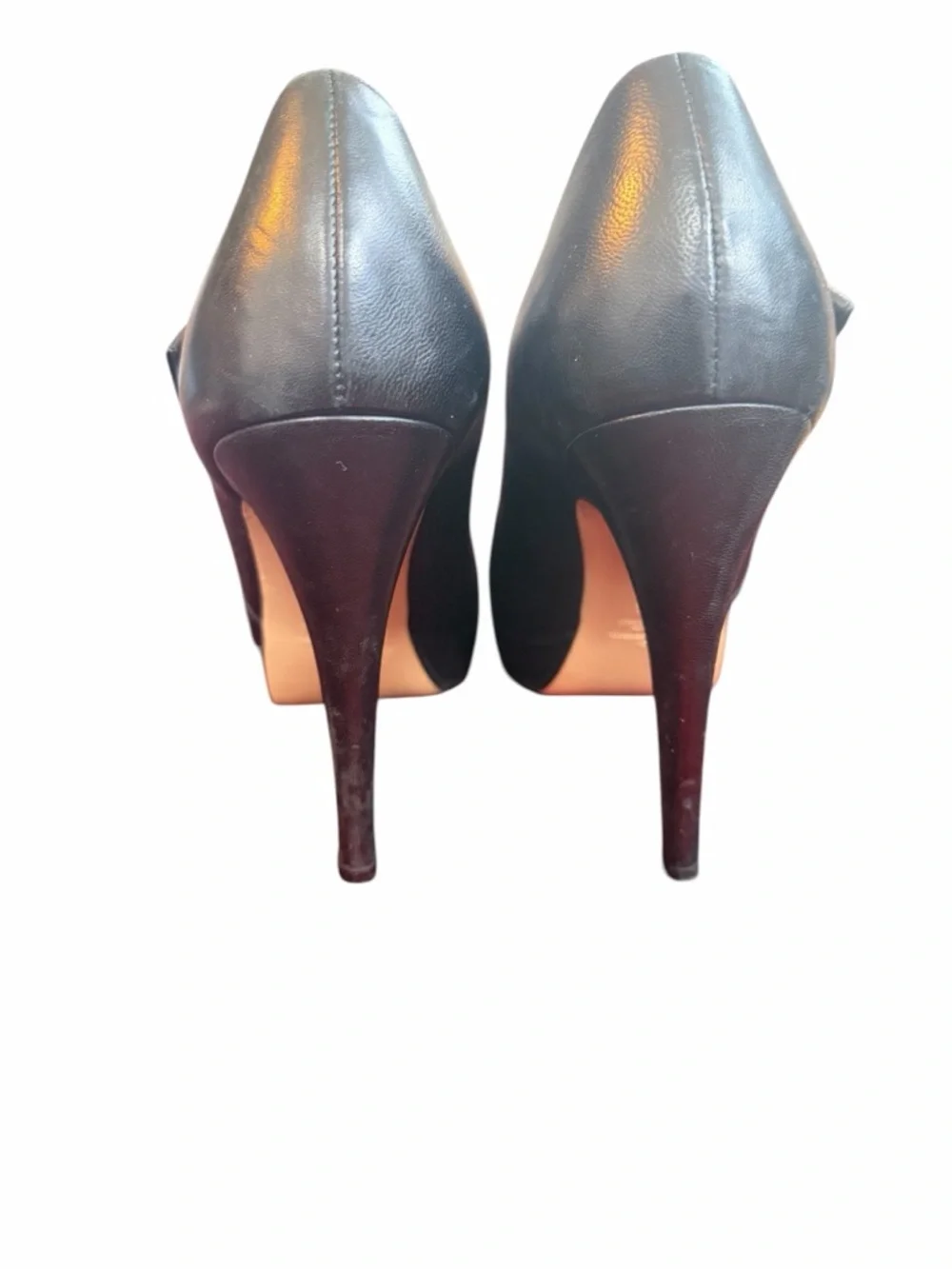 Valentino Garavani Black Leather Platform Pumps Heels Size 40.5 Made in Italy